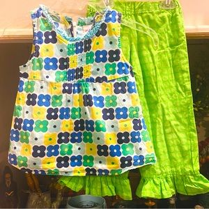 Aqua blue lime floral 2pc set Gymboree & custom fall or spring Sz 4/5 4 for $28